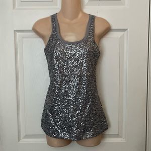 NWT Express Gray Silver Sequin Tank Top XS